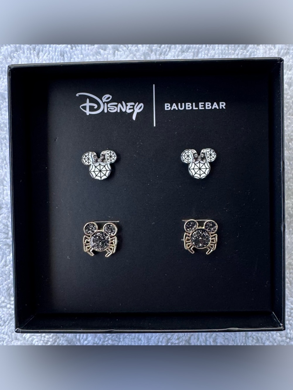 NIB Disney x Baublebar Black and Gold Mickey & Minnie Halloween Stud Earring Set